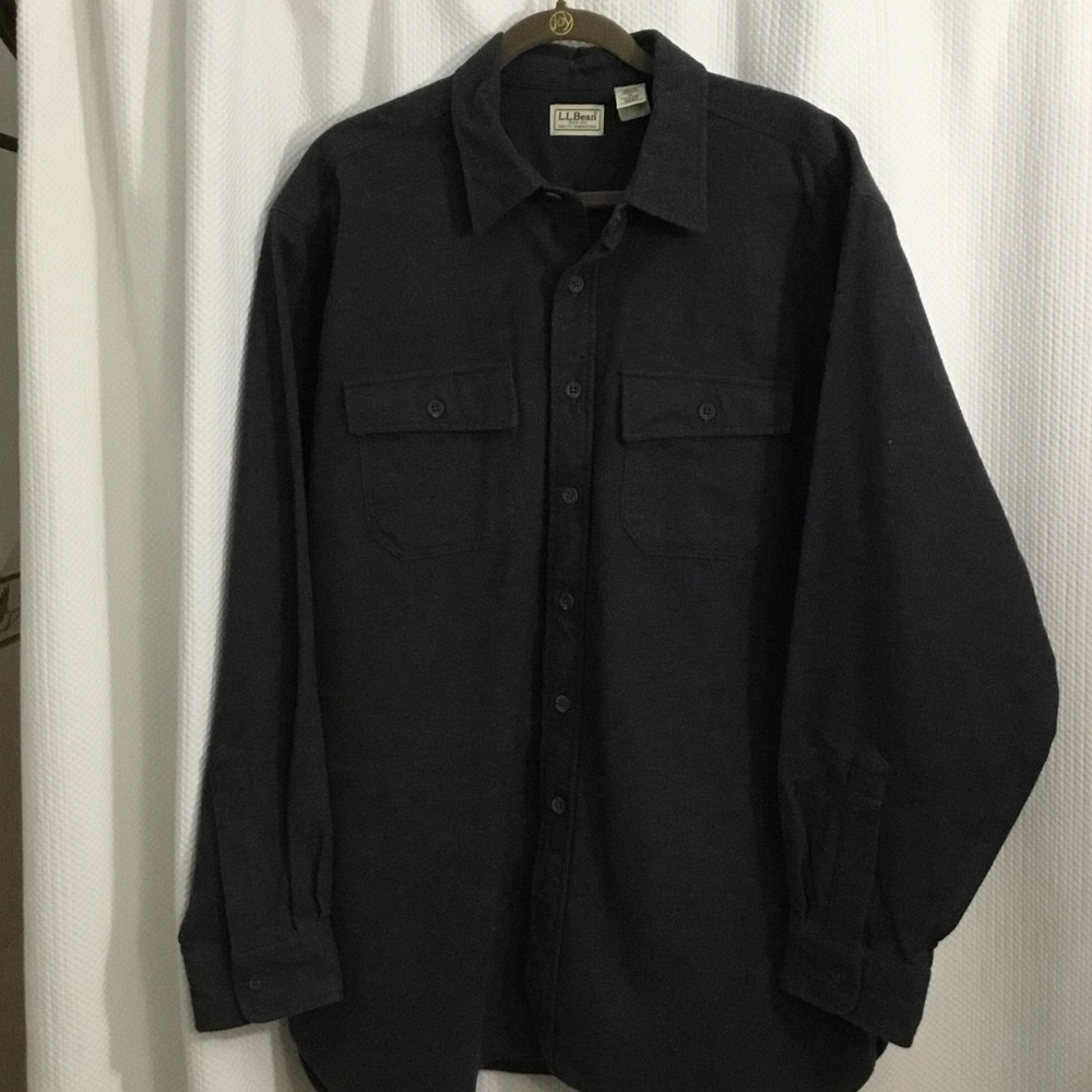 Vintage L. L. Bean Dark Gray Cotton Shirt Mens